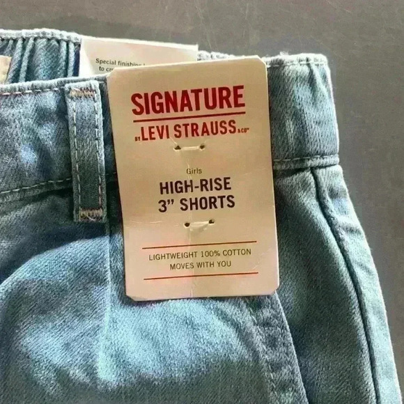 Signature by Levi Strauss Girl's Blue Aqua Explorer High Rise 3" Shorts Size 7 - Picture 4 of 10